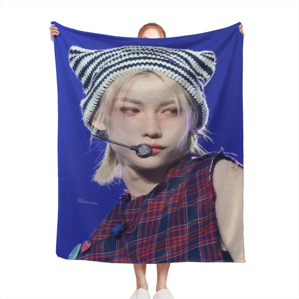 Hot-KPOP-Like-Stray-K-Kids Fashion Blanket Printed Throw Blanket Plush Fluffy Flanne Soft Throws for Sofa Couch and Bed