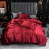 Satin Faux Silk Duvet Cover Set European and American Solid Skin-Friendly Quilt Cover Sleeping Naked Cozy Bedclothes No Sheets