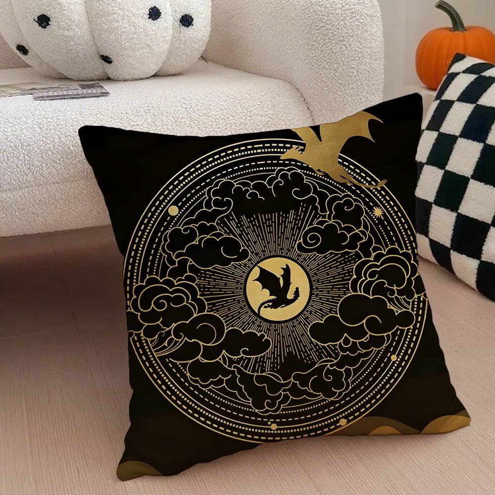 F-Fourth W-Wing Dragon Pillow Case Anti-Dustmite Pillowcase Invisible Zipper Silky Short Plush Sofa Cushion Cover