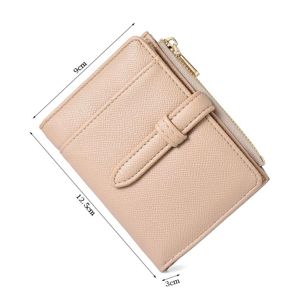 Multi-function Vintage Women's Purse PU Leather Solid Color Leather Purse Folding Design Large Capacity Short Wallet for Women