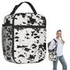 Sac à lunch isotherme en cuir de vache noir et blanc pour femmes et enfants, boîtes alimentaires portables, boîte à lunch thermique, sac fourre-tout