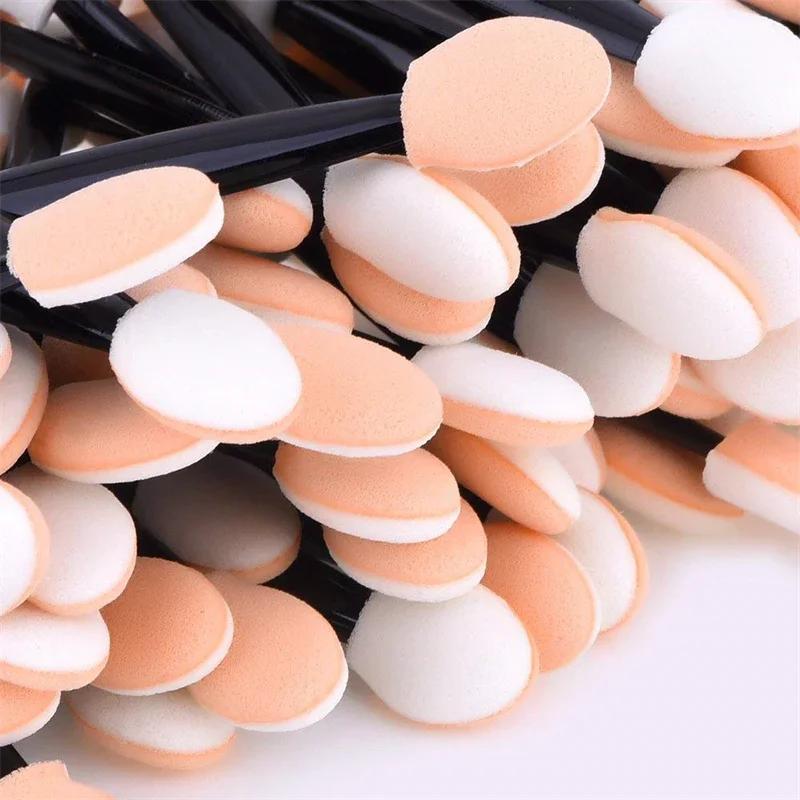 50/100pcs Nail Powder Brushes Sponge Double-head Mini Sponge Sticks Nails Art Mirror Chrome Pigment Applicator Makeup Tools