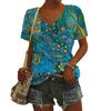 Womens V-Neck Short Sleeve T-Shirt With Leopard Print 3D Effect Colorful Ink Loose Fit Casual Office Wear
