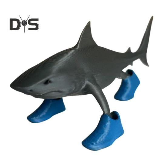 

3D-печатная фигурка акулы в синих туфлях, статуя акулы, скульптура морского животного, украшение для домашнего офиса, рабочего стола, орнамент серый
