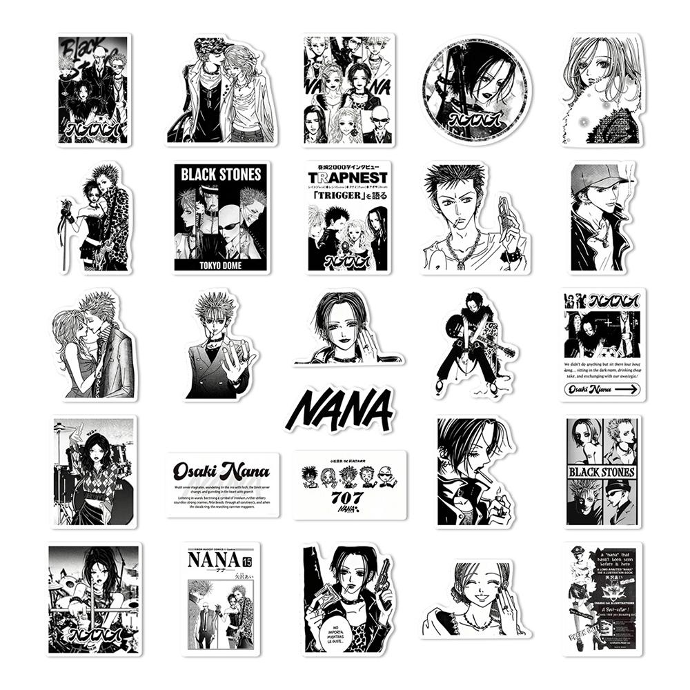 10/30/52pcs Anime Black White NANA Stickers Decals Toys DIY Laptop Motorcycle Suitcase Phone Case Car Cool Waterproof Sticker