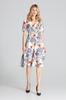 Floral Print Midi Evening Dress with Short Sleeves - M673 Size