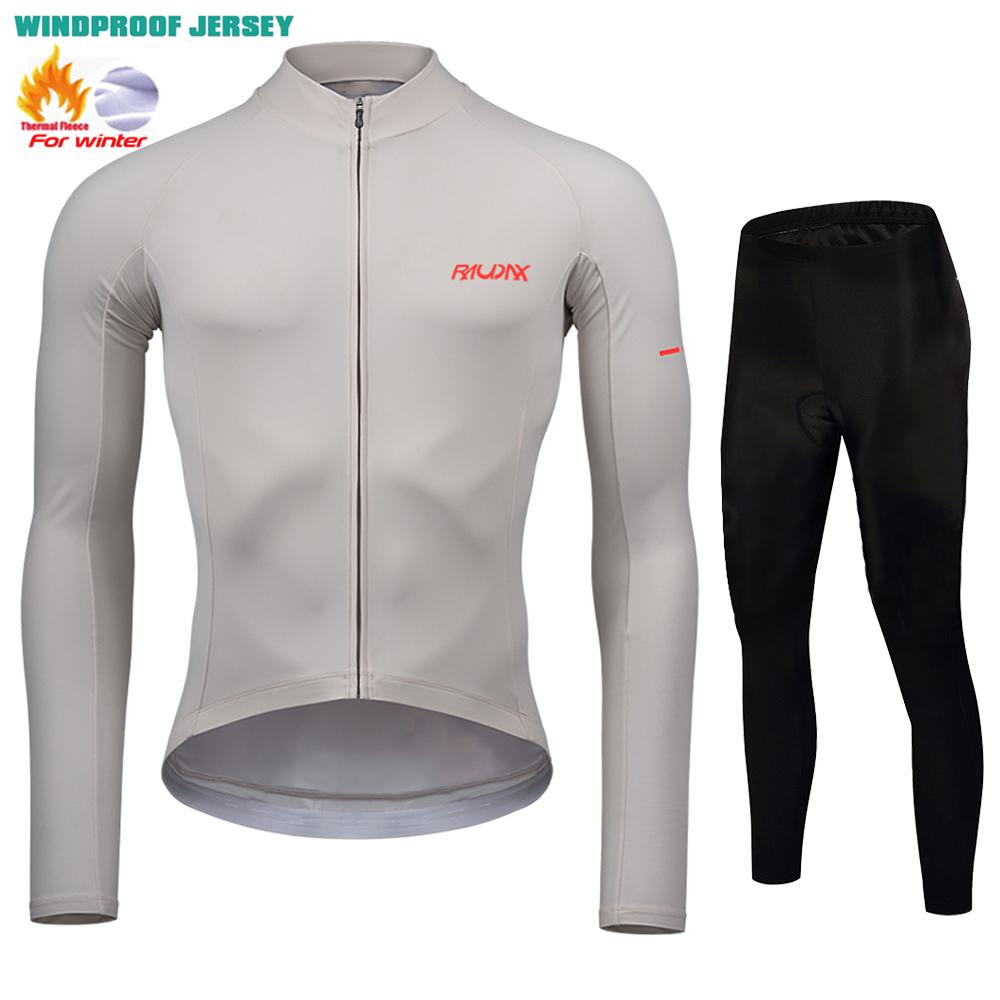Raudax Winter Mountain Bike Jersey Ropa De Hombre Thermal Fleece Keep Warm Road Bike Sportswear 2026 Winter Velvet Warm Cycling Clothing Suit Set