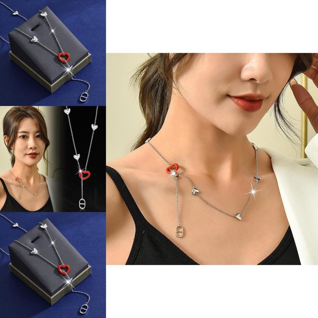 Gold Plated Chic Titanium Steel Heart Necklace For Women With Versatile Adjustable Chain