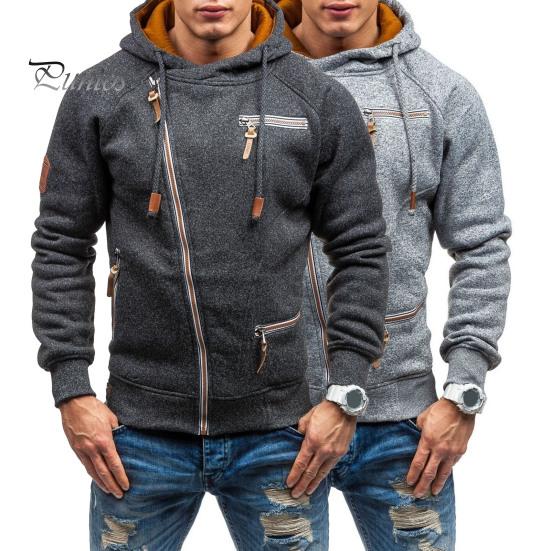 men's oblique zipper hoodie
