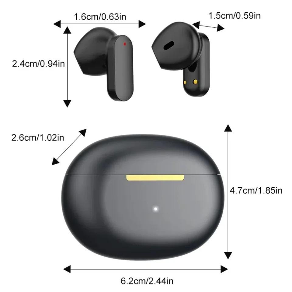 Kabellose Bluetooth 5.4 Kopfhörer HiFi Stereo Kopfhörer Geräuschunterdrückung Wasserdichte Headsets Mini Ohrstöpsel