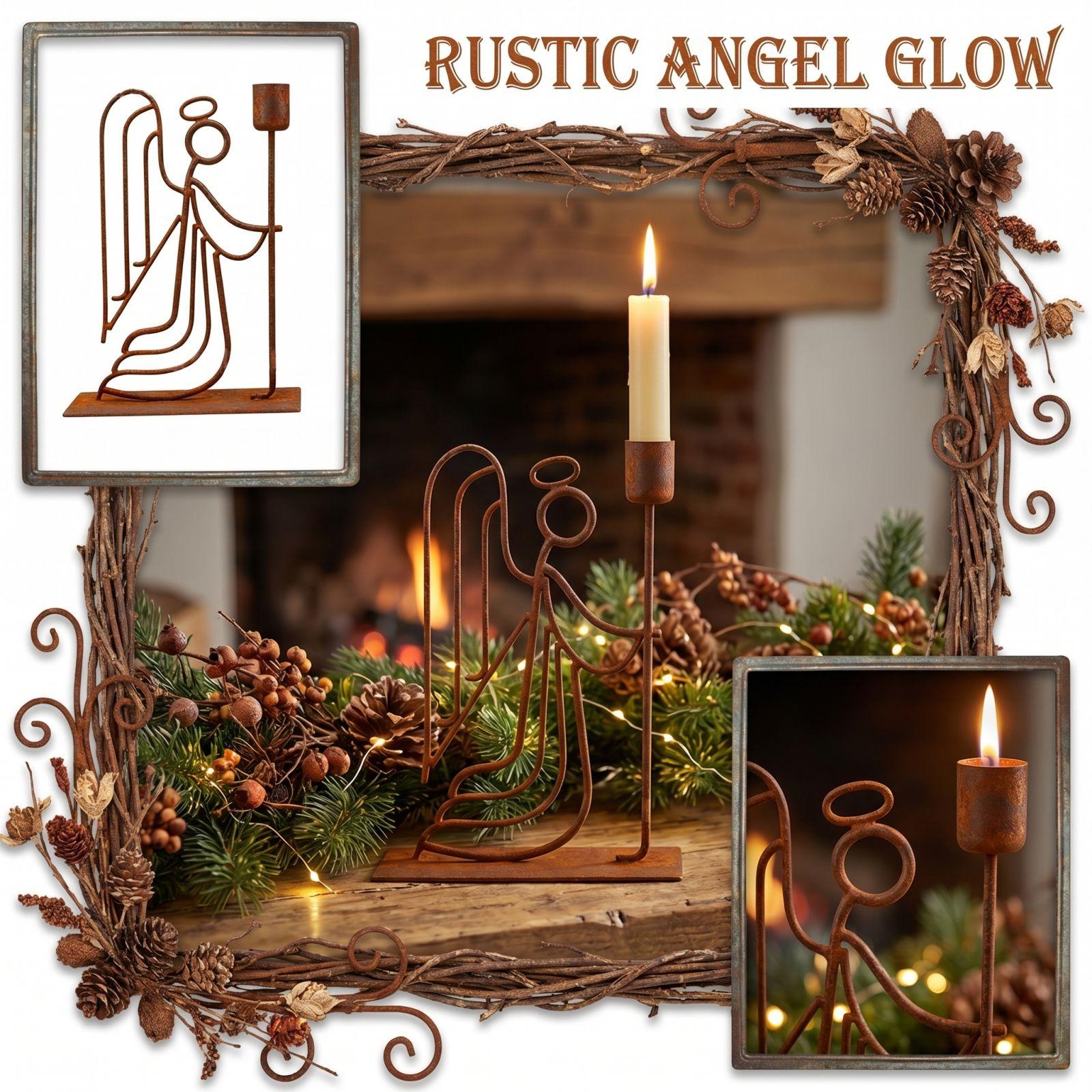 

Одиночный ржавый железный держатель для свечей Праздничная атмосфера Декоративное украшение one size