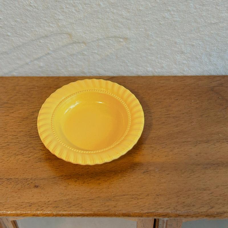 3Pcs Simulation Kitchen Dish Model Dollhouse Miniature Food Plate Western Cuisine Plate Toys For Mini Decoration Diy Accessories