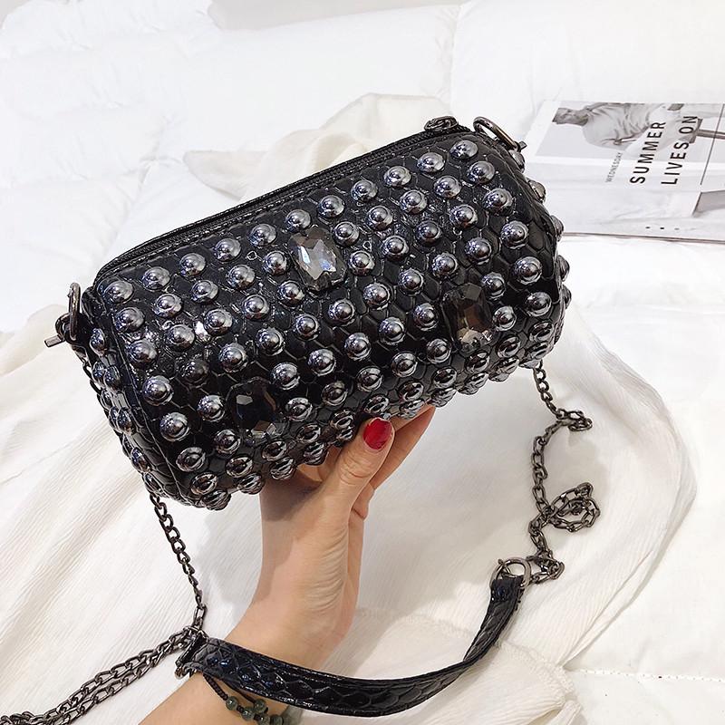 Punk Style Women Bag with Rivet Women Messenger Bags with Chain Shoulder Bag Female Cross Body Purse