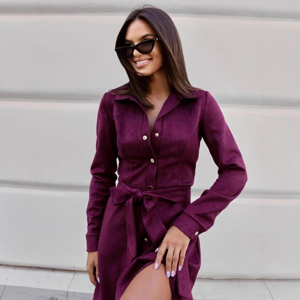 2026 Autumn Women's European & American Fashion Long-Sleeve Shirt Dress