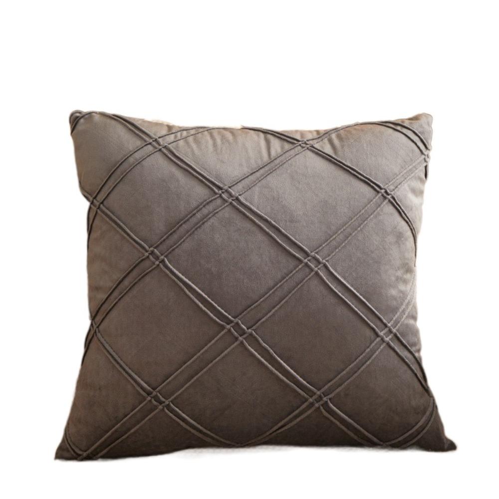 Luxury Velvet Cushion Cover Soft Throw Cushion Cover Double-line Grid Pillowcase  Bedroom