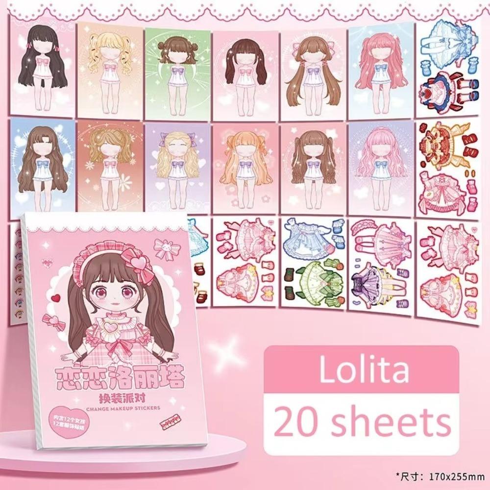Dress Up Sticker Book Girl Sticker Book Children's Cartoon Makeup Show Puzzle Cartoon Handmade DIY Book