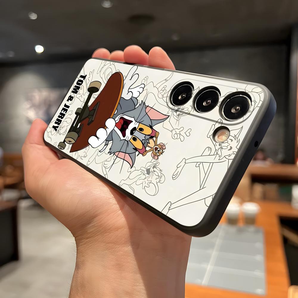 AniME-T-Tom And J-Jerry Kawaii Phone Case For Samsung A56 A36 A26 A16 A15 A25 A35 A55 A14 A34 A24 A54 Black Soft Shell