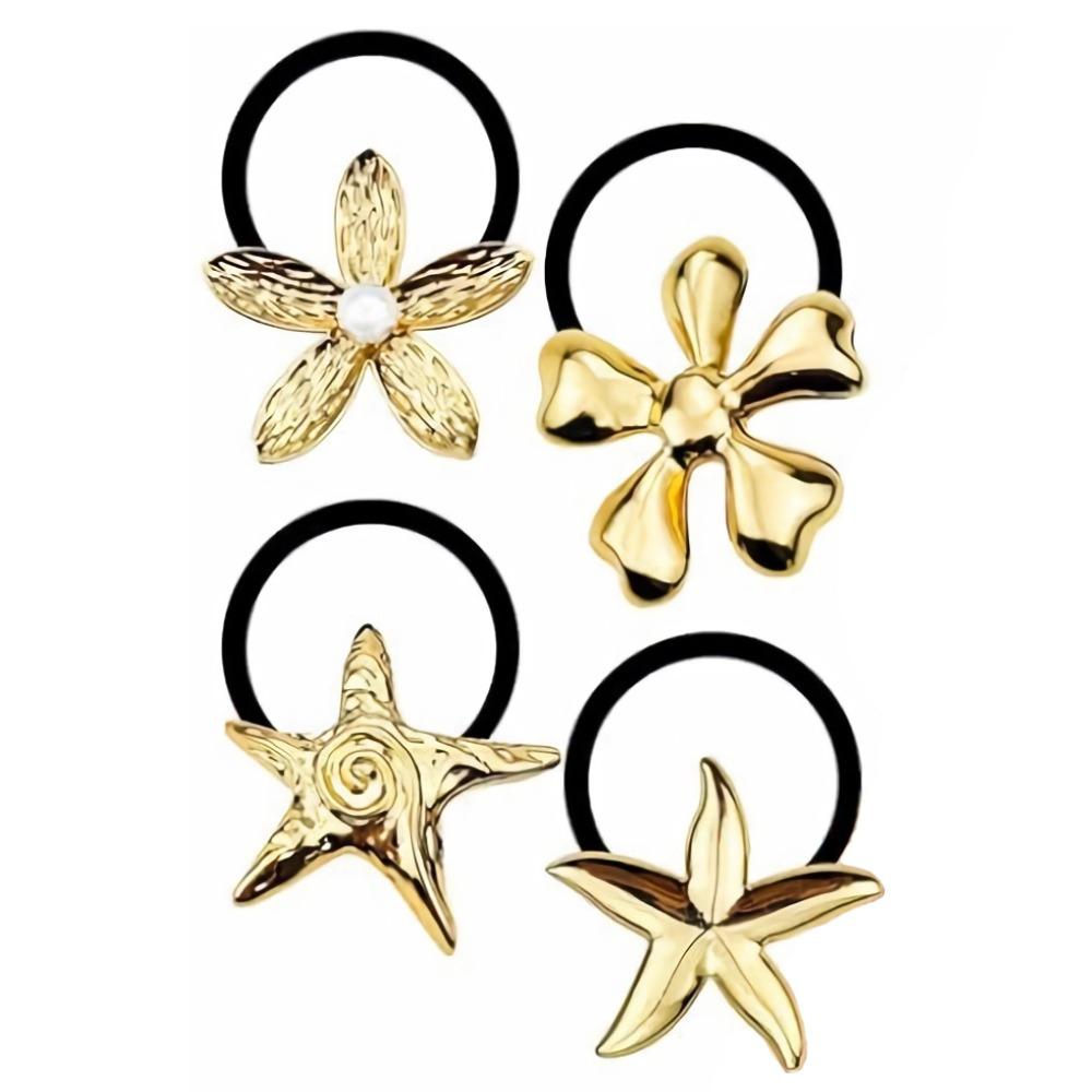 Holder Irregular Shape Metal Hair Cuff Golden Color Geometric Charms Ponytail Holder Silver Metal Elastic Scrunchies Women