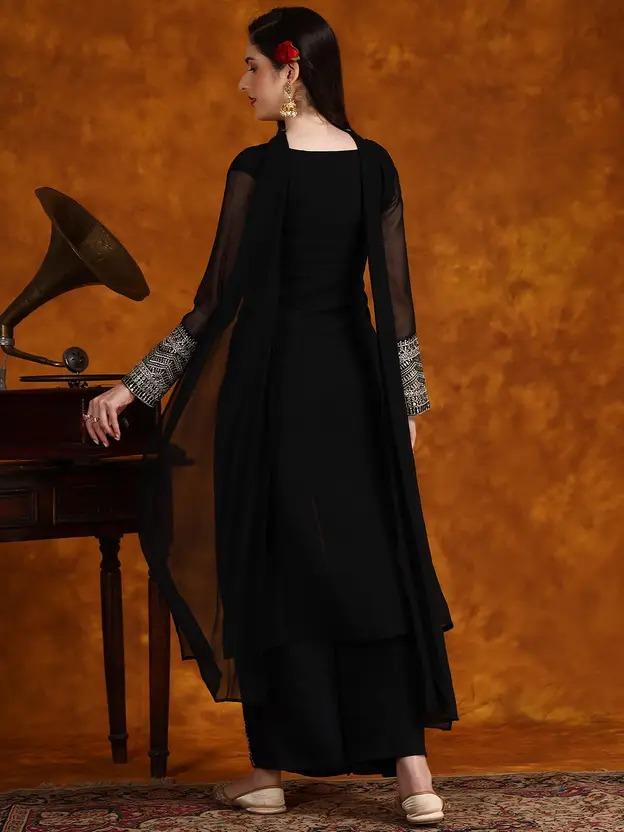 Women Designer Party Wear Georgette Kurta Palazzo Dupatta Set Indian Bollywood Salwar Suit Kurti