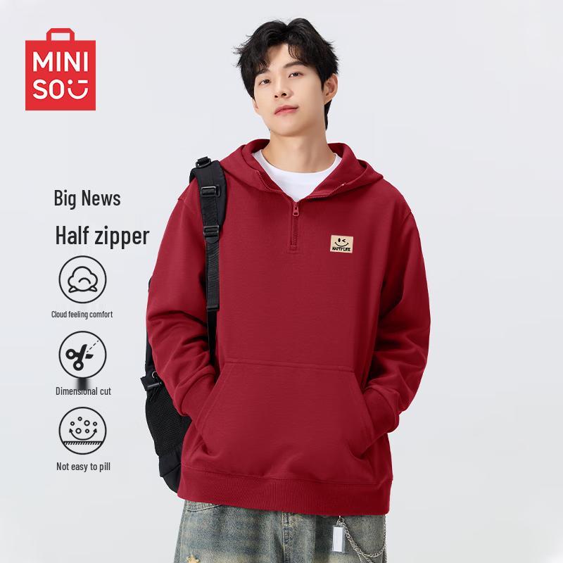 MINISO Men's Autumn Half-Zip Hooded Pullover