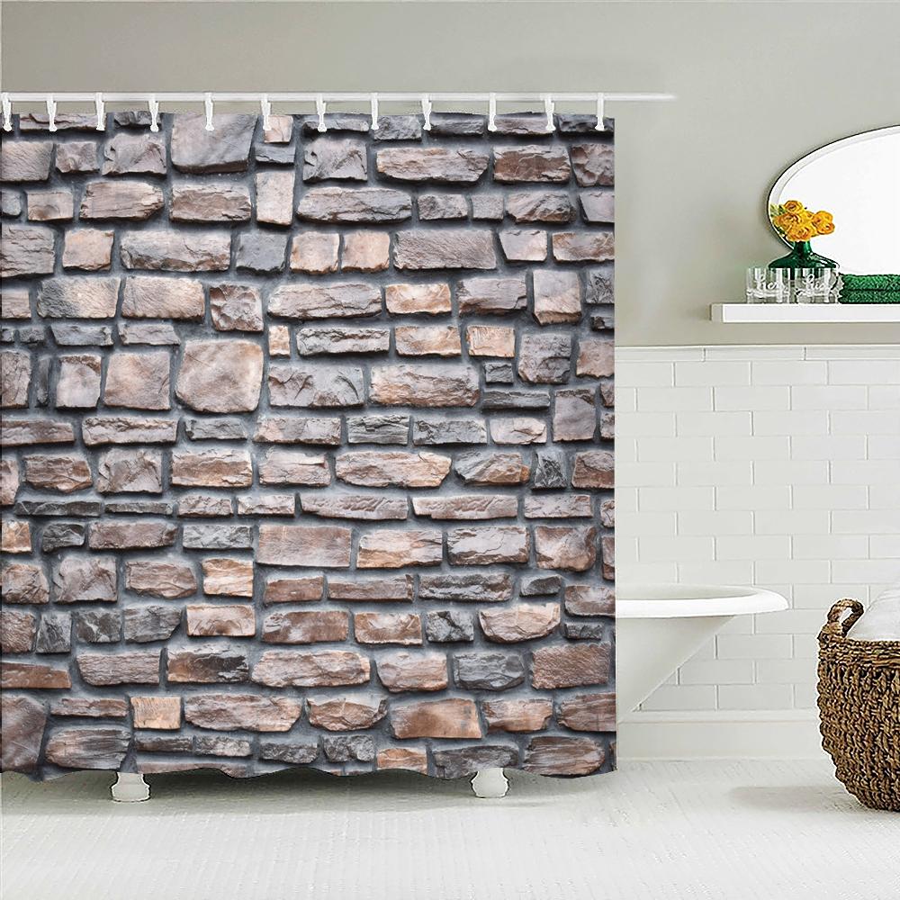 

Old Rock Brick Wall Printed Shower Curtain Waterproof Washable Bathroom Decorate Curtain 3D Shower Curtains With Hook 240X180Cm W60H190(CM)-1 Pcs