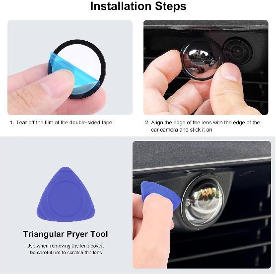 2Pcs Lens Guard PC Protective Cover Kits for Tesla from 2025Cybertruck / 2025 Model Y Juniper / 2025 Model S / 2025 Model 3 Front Bumper Camera