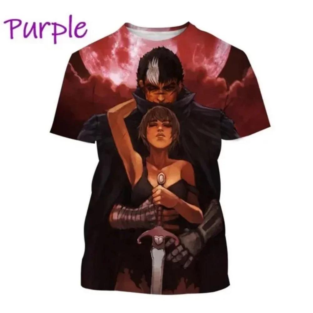 Anime Berserker 3D Printing  Anime Casual Street Style Hip Hop Short Sleeve Man