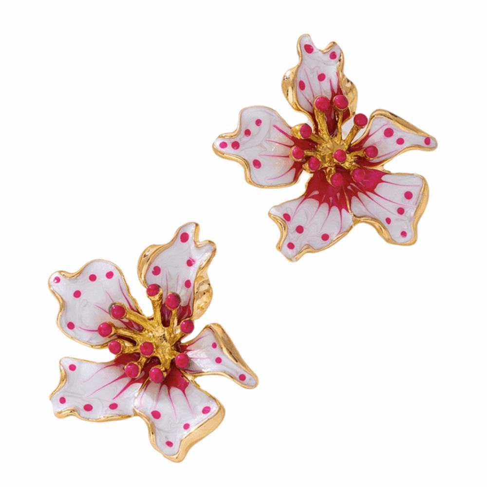Retro Irregular Stud Earrings High-End Finish Enamel Flower Petal Earrings Vacation Travel