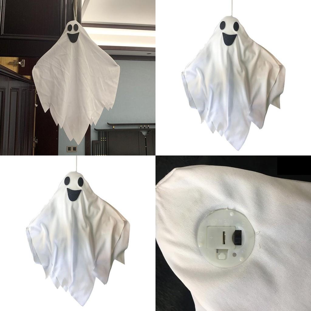 White Ghost Halloween Wall Hanging Decor With Cute Expressions For Garden Yard