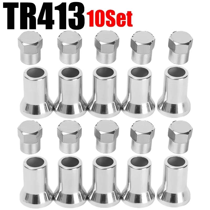 Tire Valve Hexagonal Cap with Sleeve Cover TR413 Chrome Plated Snap-on Car Truck Tire Car Tire Wheel Universal Accessories Valve Stems 1