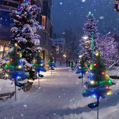 Luce per Albero di Natale Solare LED da Esterno con 4 Colori Accensione/Spegnimento Automatico Impermeabile Decorazione da Giardino per Cortile Festività