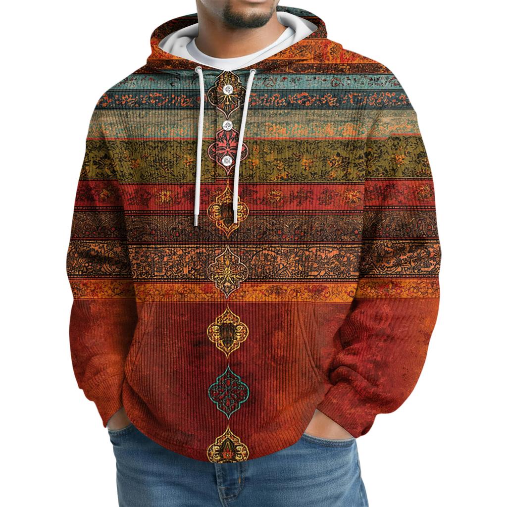 Men's Knit Hooded Sweatshirt Casual Long-Sleeve Sweatshirt
