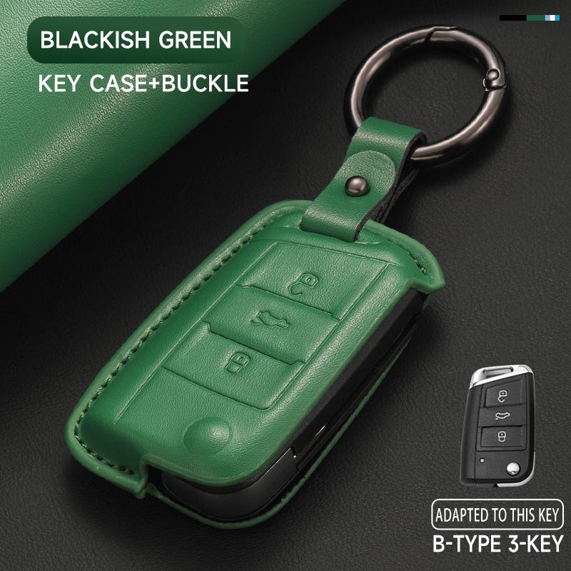 KTDJ9 Leather Car Key Cover Case Protection Shell Keychain For Skoda Octavia A5 kodiaq Fabia Scala Karoq Superb Kamiq Rapid Yeti