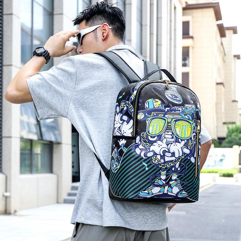 New camouflage color matching shark student schoolbag digital printing large capacity animation backpack backpack