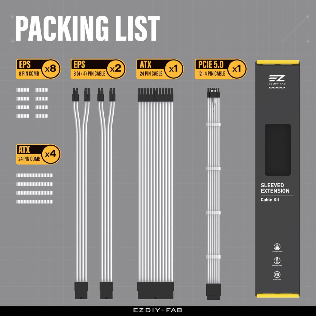 PCIe 12VHPWR Power Supply Dedicated PSU Cable Extension Sleeve Cable 16AWG High Performance Copper Core PSU Extension Cable Pin Pin Pin Extension