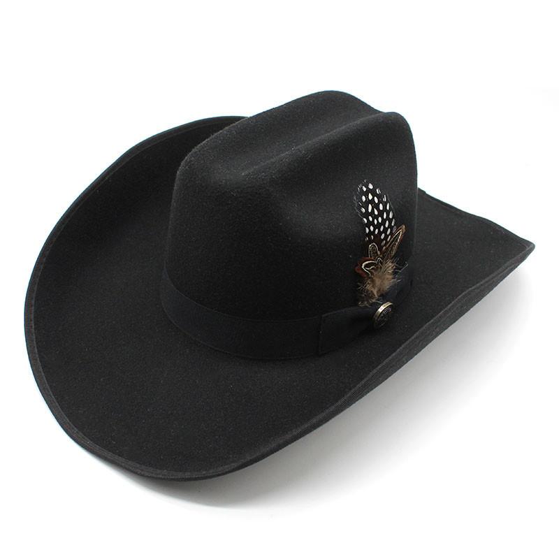 American Western Big Cowboy Hat Wool Tibetan Top Hat Men'S Big Eaves Outdoor Horse Racing Festival Knight Hat Women