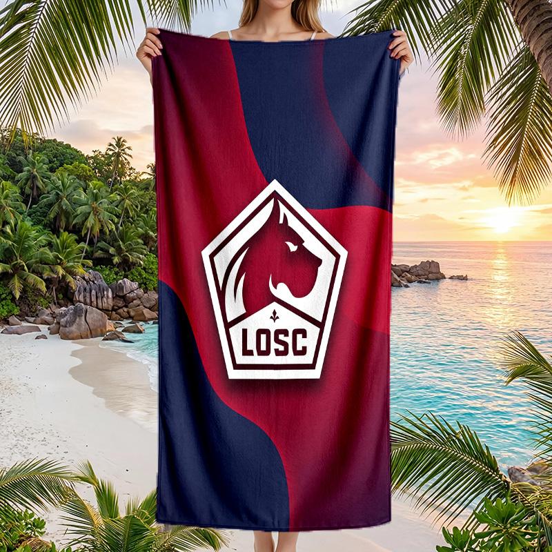 LOSC Lille FC Print Quick Dry Beach Towel Microfiber Absorbent Portable Travel Swimming Towel