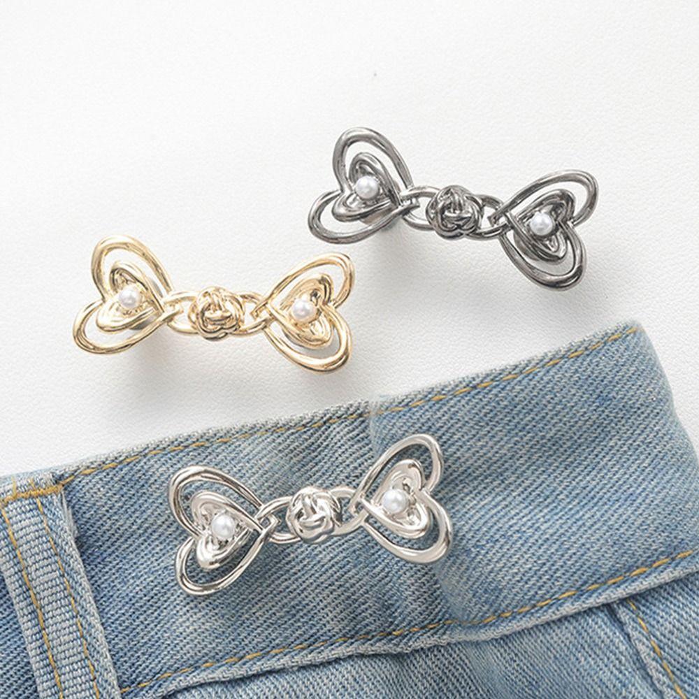 Alloy Tighten Waist Button Detachable Beautiful Heart Jeans Button Adjuster No Sewing Required Pants Waist Buckle