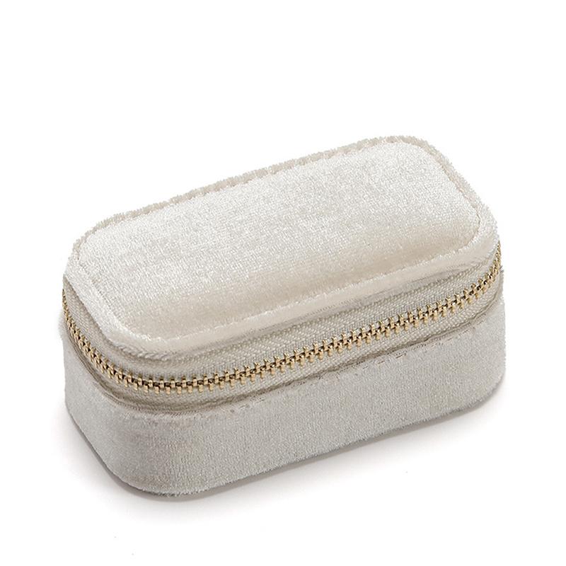 1 STÜCK Mini Samt Ringbox Einlagig Ohrringe Halskette Organizer Schmuck Aufbewahrungskoffer Bonbonfarbe Reißverschlusstasche Reise Tragbar