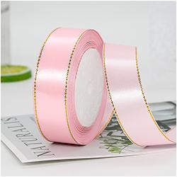 Gift Satin Ribbons Wholesaler 1inch 100% Polyester Christmas Ribbon Gold Wired Edged Satin Ribbon Roll Accept Print Logo