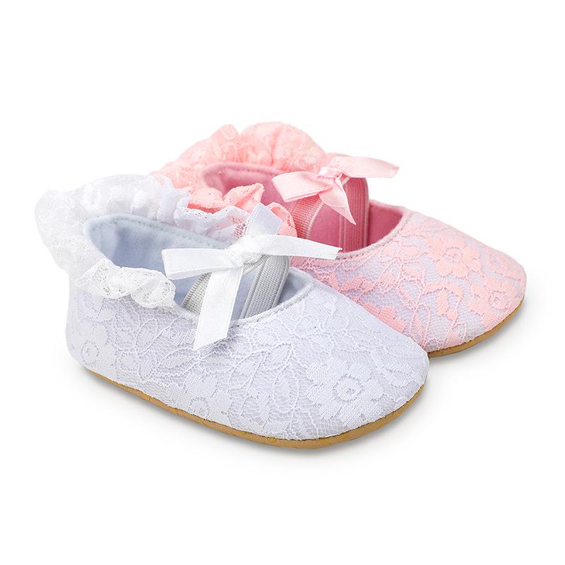 Spring and Autumn Non-slip Embroidered White Princess Shoes for 0-1 Year Old Baby Girls