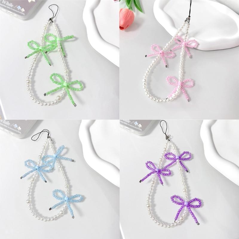 Bunter Schlüsselanhänger Handgefertigt Perlenbesetzter Schmetterling Handykette Einzigartiger und Stilvoller Schleifen-Schlüsselanhänger Geldbörse Kamera Dekoration