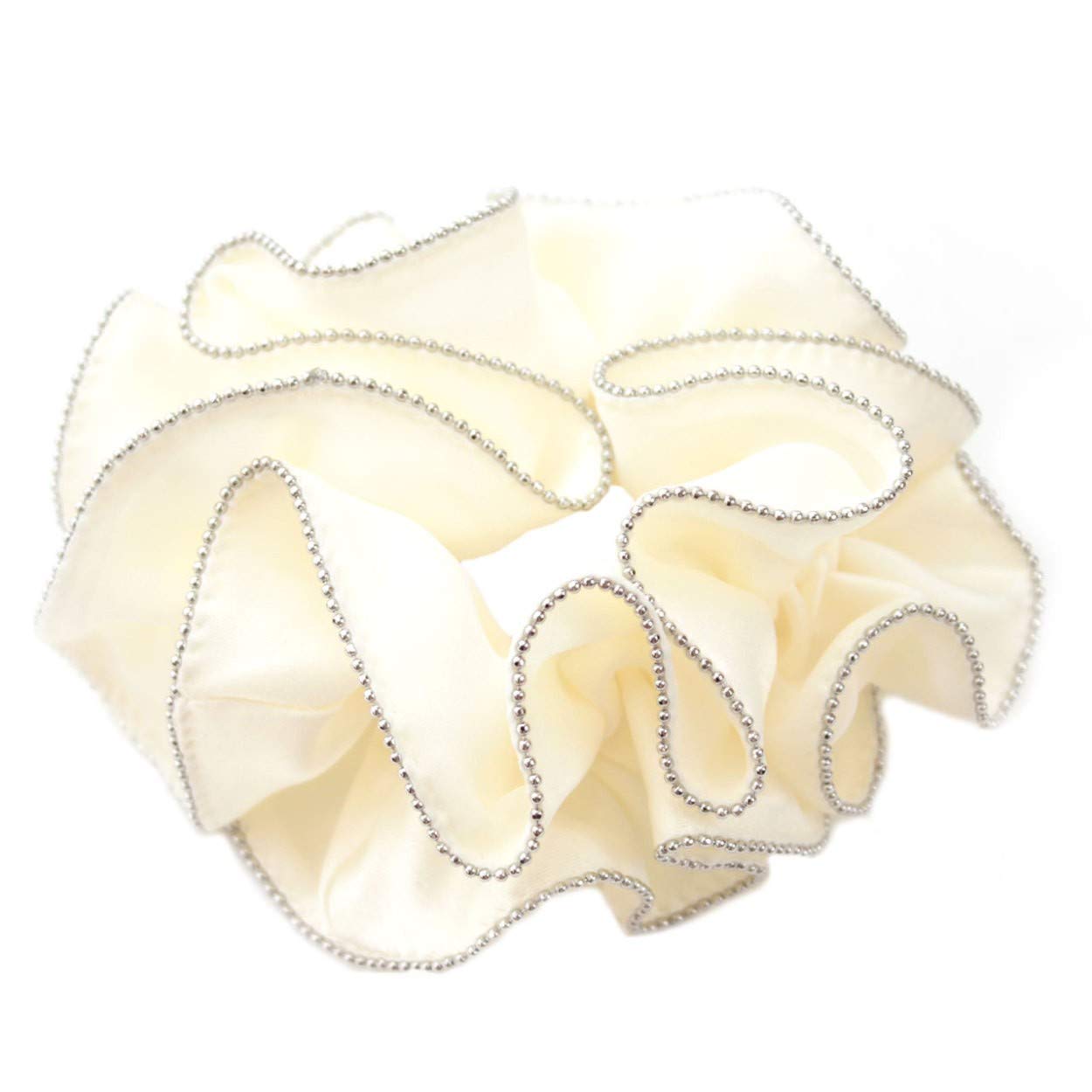 

Volume Scrunchie with Side Silver Ball Chain Ivory [Natural Berry]