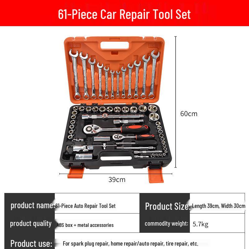61-Piece Multi-Functional Socket and Ratchet Wrench Set