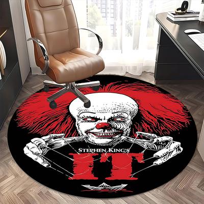 Clown Horror Stuhlmatte Runder Teppich Büroteppich, Rutschfest, Geeignet für Wohnzimmer, Schlafzimmer, Dekoration1205633a