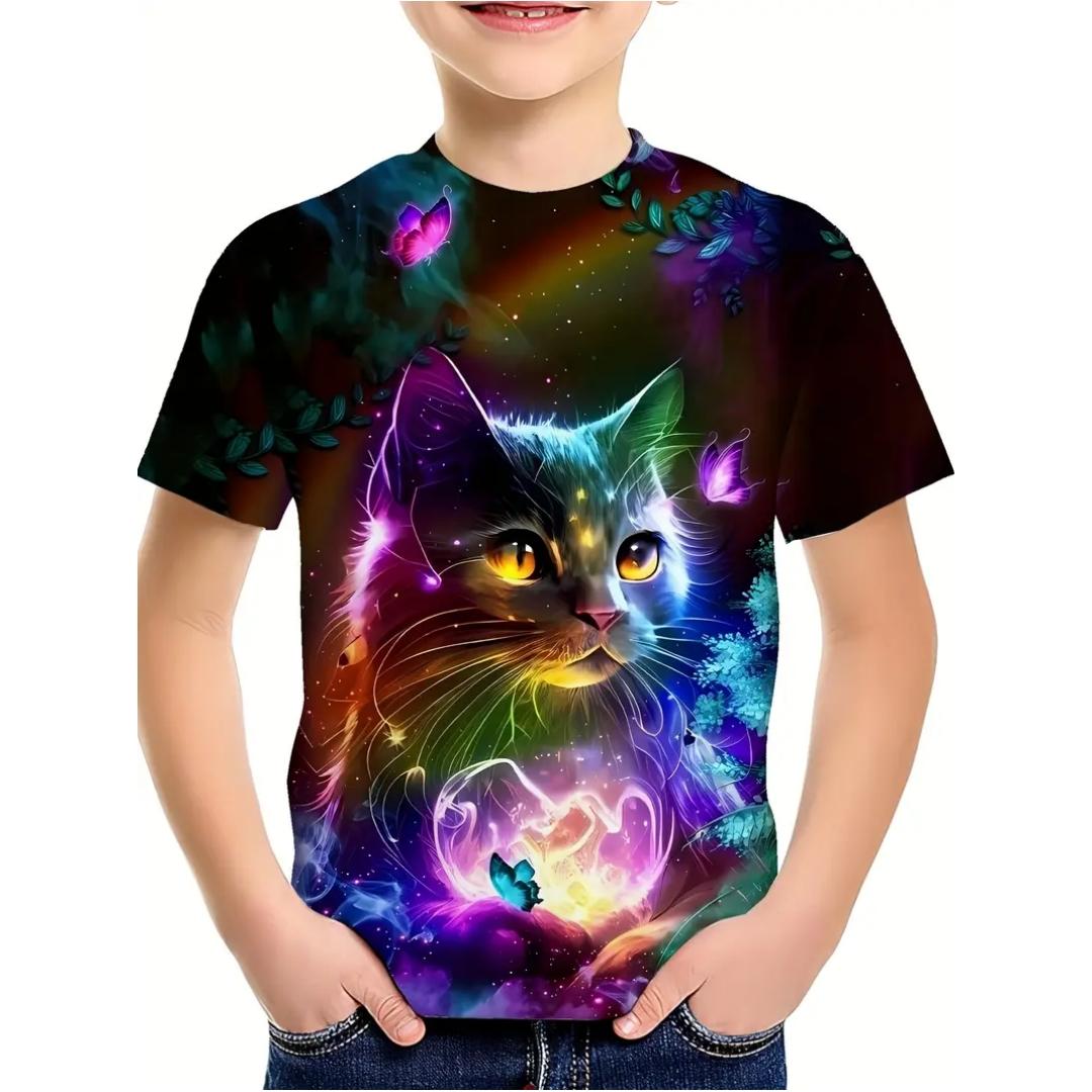 

Kids Clothes Boys T-Shirt Girls Breathable Fashion O-Neck Tops Summer 130
