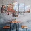Romantic Paris Eiffel Tower Painting 5 Piece Five Panel Wall Canvas Print Modern Art Poster Picture Home Decor Gift For Him For Her
