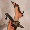 Fashion Sexy Pointed Toe High Heel Sandals for Women Summer 2025 New Leopard Printed Party Slippers Woman Thin High Heeled Banquet Shoes