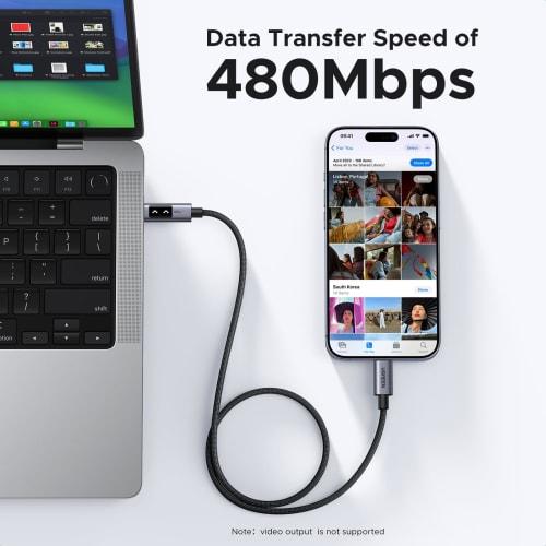 UGREEN Uno Type C kaabel 100W/5A PD3.0 ülikiire laadimine E-maker kiip LED naeratuse visualiseerimine nailonpunutis Kõrge vastupidavus USB C to USB C ühilduv w