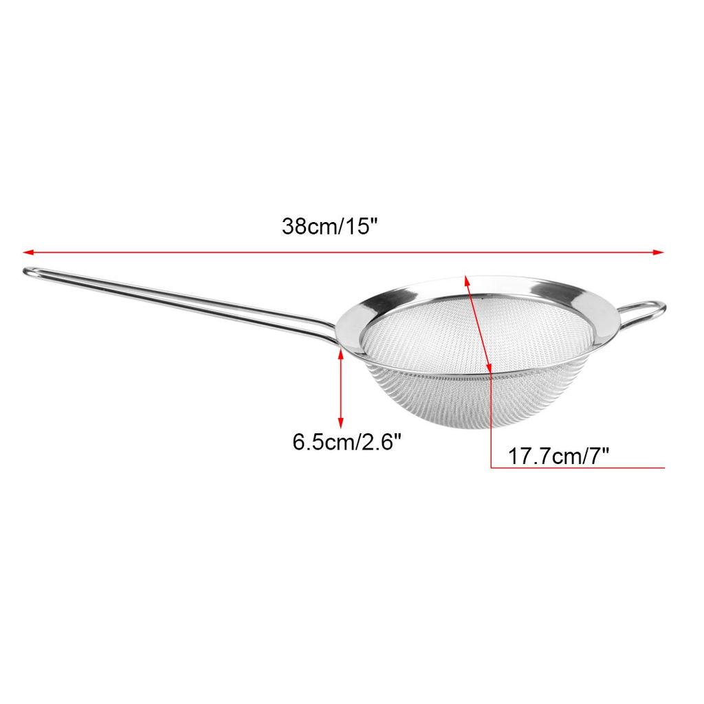 Uxcell Fine Mesh Strainer, Stainless Steel, 17.7cm Diameter, Skimmer with Comfortable Non-Slip Handle, for Home Kitchen and Food Straining